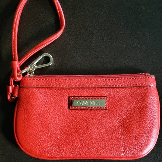 Calvin Klein Saffiano Orange Wristlet