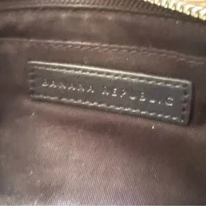 Banana Republic Black Leather Clutch Wristlet with Silver Buckles